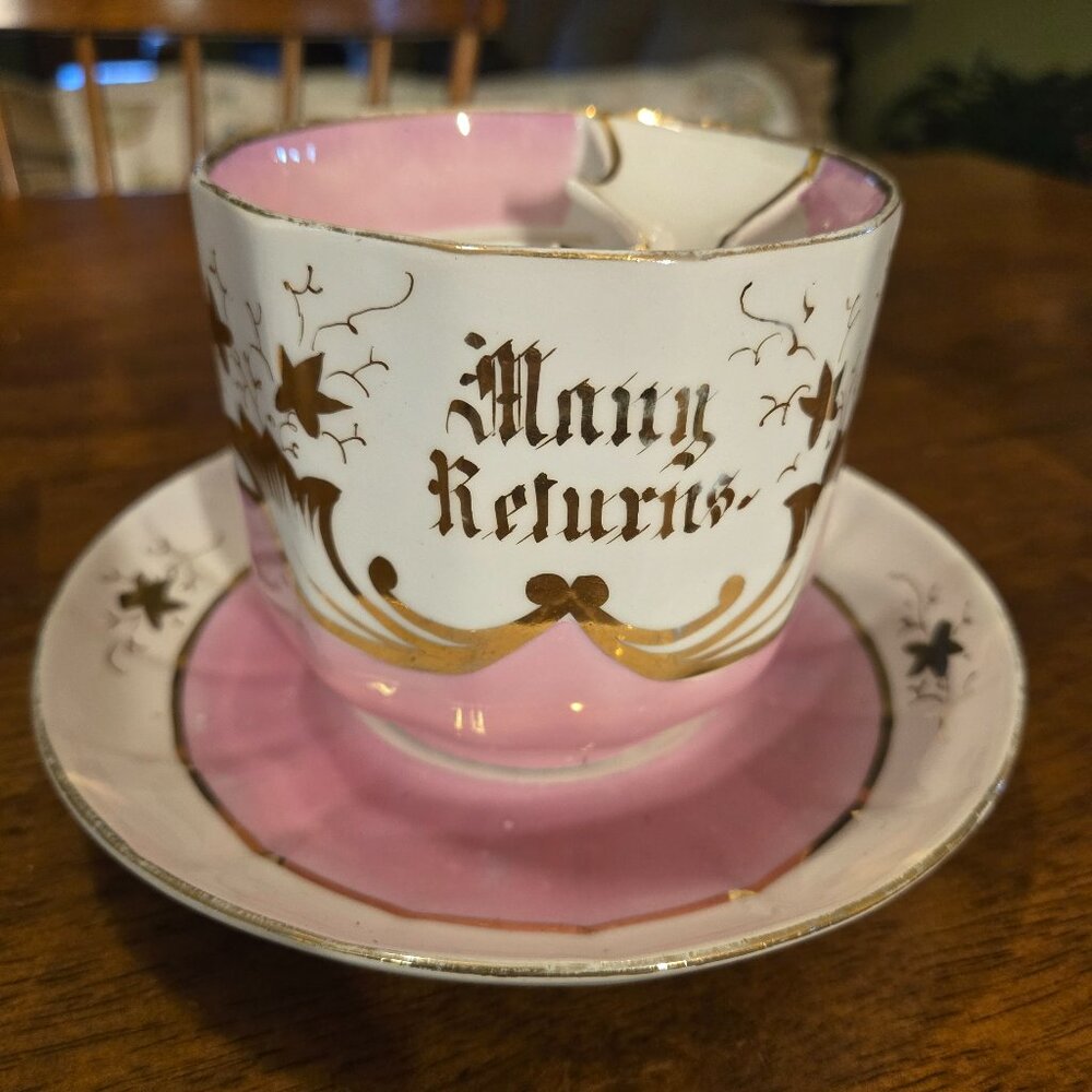 Antique 'Mustache Cup' and Saucer